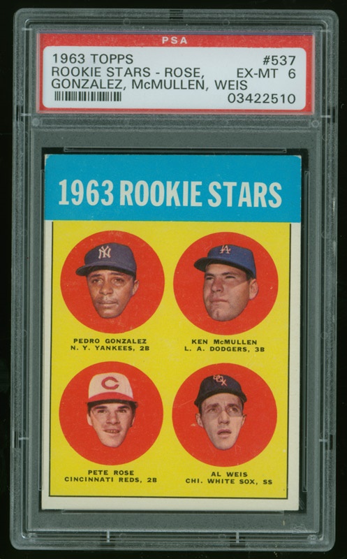 - 1963 Topps #537 Pete Rose Rookie Card PSA EX-MT 6