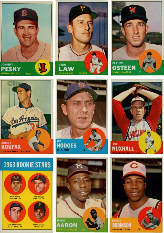 - 1963 Topps Baseball Cards with Stars and High Grade (195)