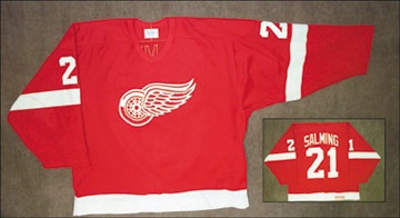 - 1989-90 Borje Salming Detroit Redwings Game Worn Jersey