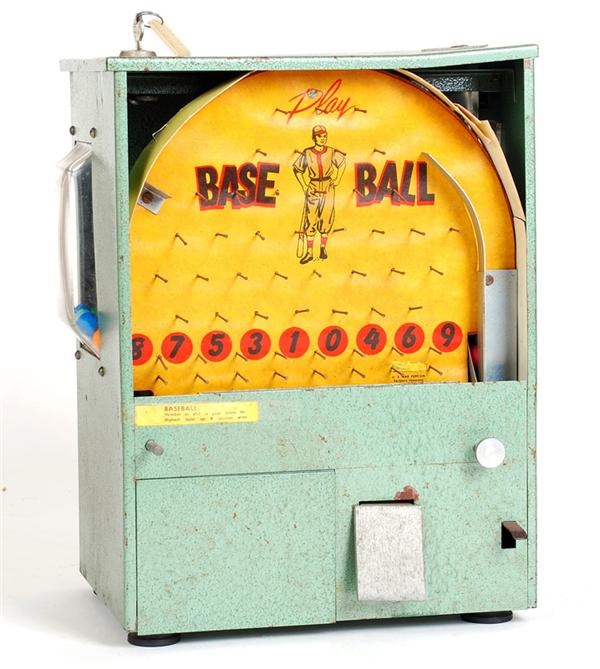 - 1950's Baseball Coin Operated Gumball/Plachinko Machine