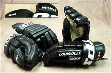 1990's Rob Blake & Luc Robitaille Game Worn LA Kings Gloves (2)