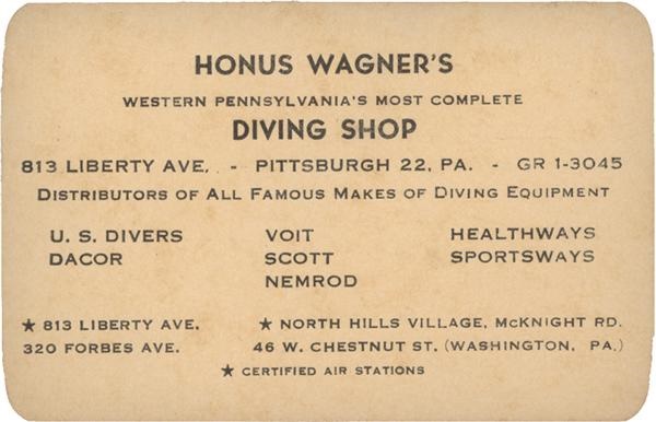 Ernie Davis - Honus Wagner Co Diving Shop Advertising Card