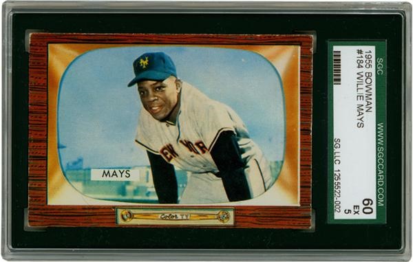 Baseball and Trading Cards - 1955 Bowman #184 Willie Mays SGC 60 EX 5