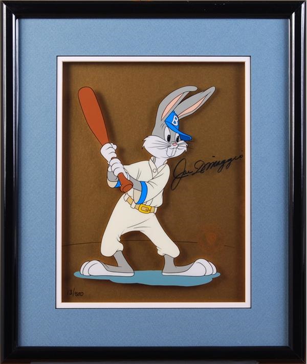 Baseball Autographs - Joe DiMaggio Bugs Bunny Signed Cell