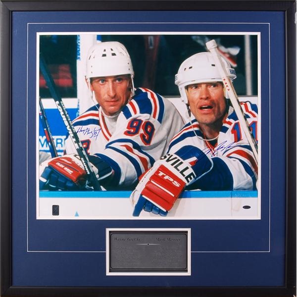 Hockey Autographs - Wayne Gretzky & Mark Messier New York Rangers Signed Oversized Photograph (Steiner)