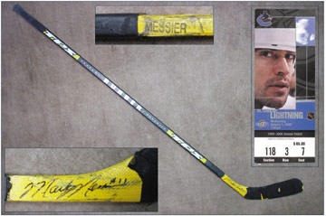 - 1999 Mark Messier Game Used Autographed Louisville Rubber Stick