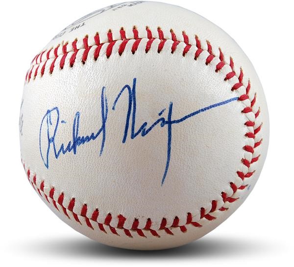 Richard Nixon Single Signed Warren Giles National League Baseball