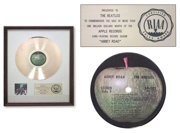 The Beatles Abbey Road White Matte Gold Record Award