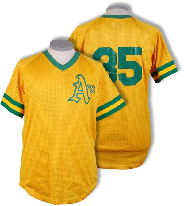 - 1982 Rickey Henderson Oakland A's Game Used Batting Practice Jersey LOA