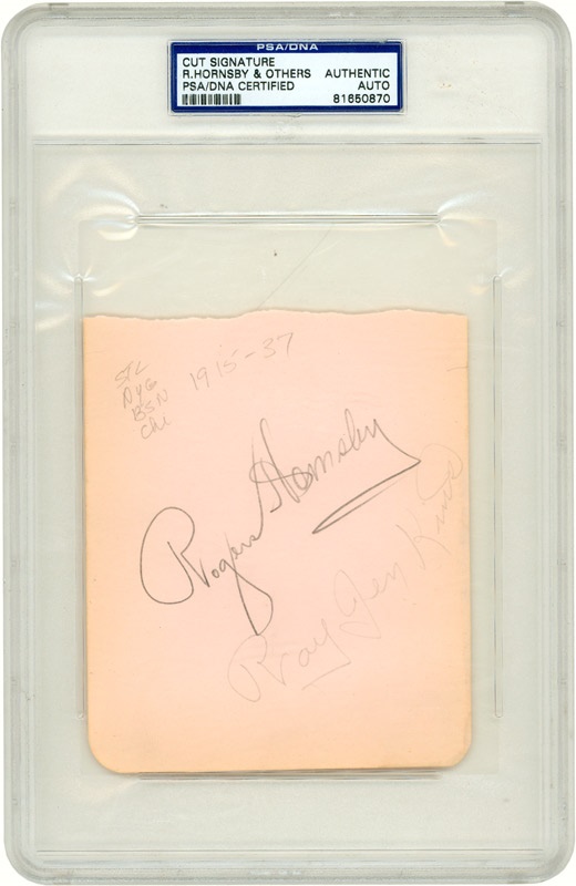 Baseball Autographs - Rogers Hornsby Signed Cut