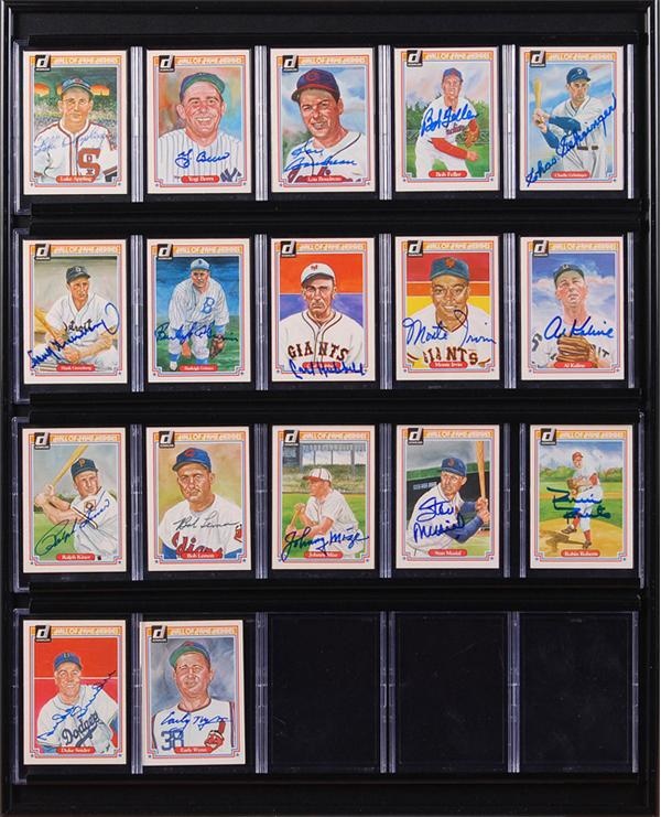 - 1983 Donruss Baseball Hall of Fame Heroes Signed Cards with Greenberg ((17)