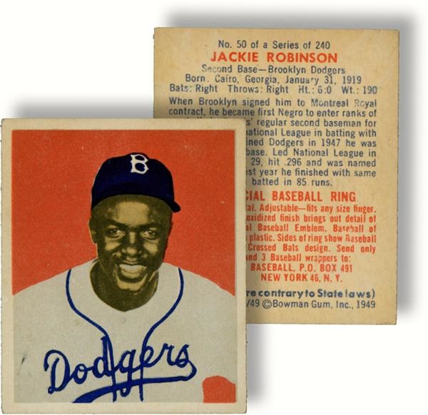 Baseball and Trading Cards - 1949 Bowman Jackie Robinson Rookie Card