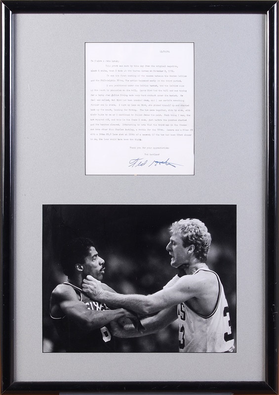 Basketball - Larry Bird and Julius Erving Photo Print by Ted Gartland