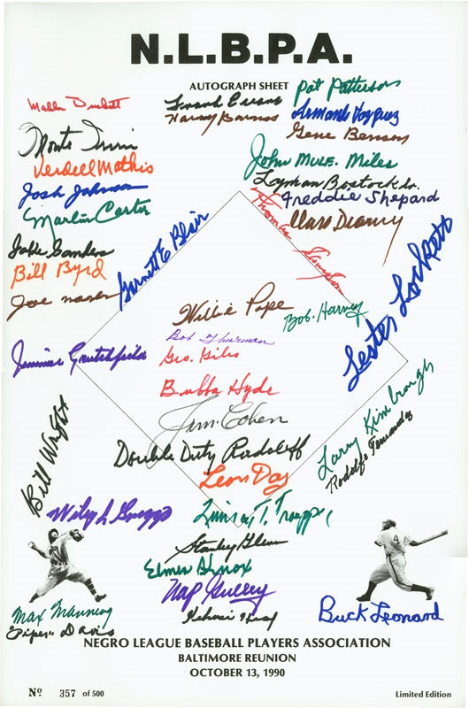 Baseball Autographs - NLBPA Negro League Greats Poster Signed by (41)