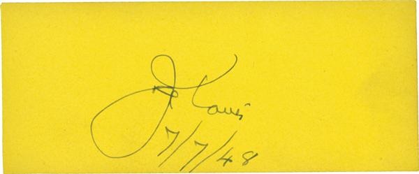 - Joe Louis Signature dated 1948