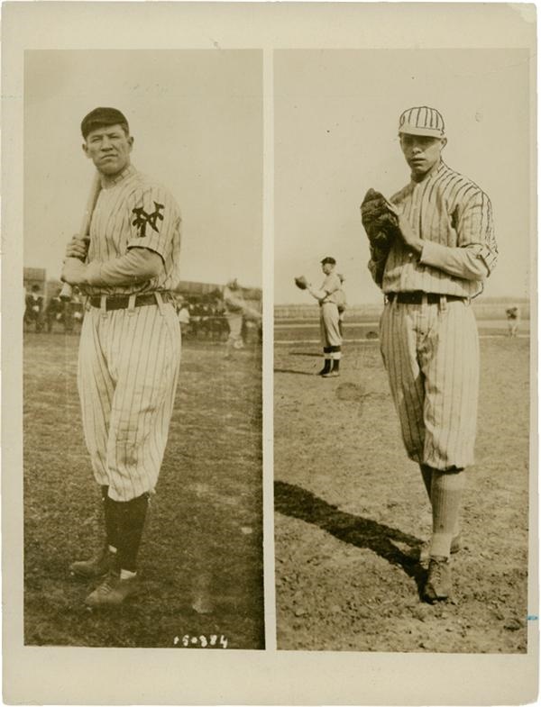 Baseball Photographs - Vintage Photograph of Jim Thorpe with the New York Giants by Underwood