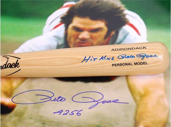 Baseball Autographs - Pete Rose 4256 Signed 30 x 36'' Huge Photographs and Baseball Bat (4)