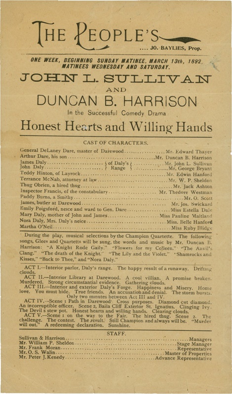1892 John L. Sullivan Handbill