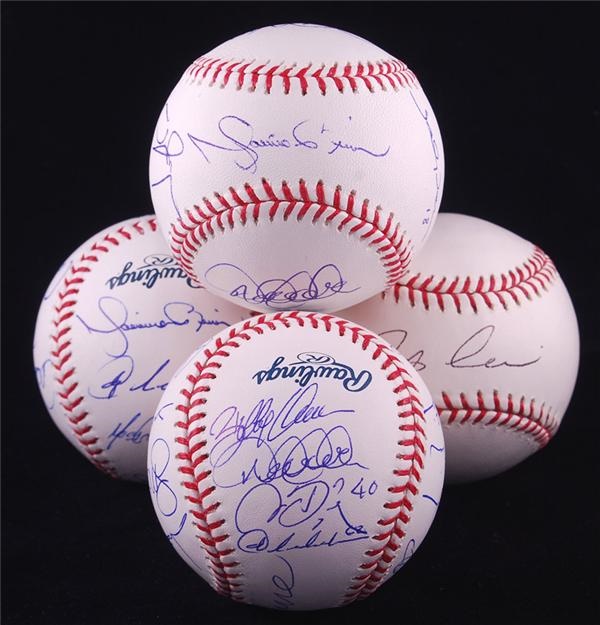 Baseball Autographs - 2000's New York Yankees Partial Team Signed Baseballs and Cano Single Signed (4)