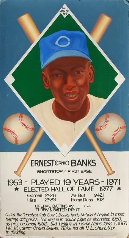 Ernie Davis - Ernie Banks Large Original Painting from Tony Piet's Chevy Dealership