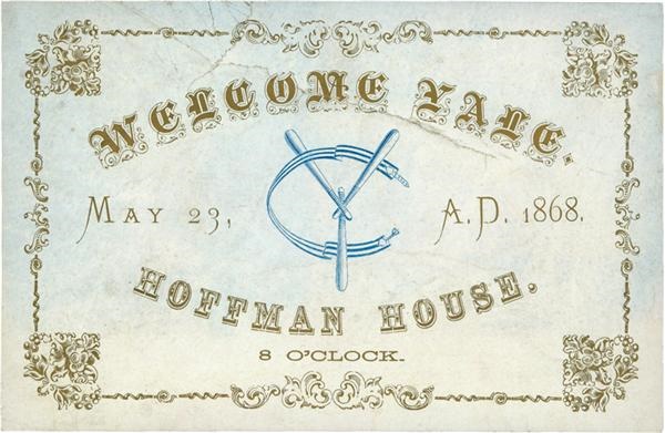 Ernie Davis - 1868 Yale Hoffman House Baseball Welcome Card
