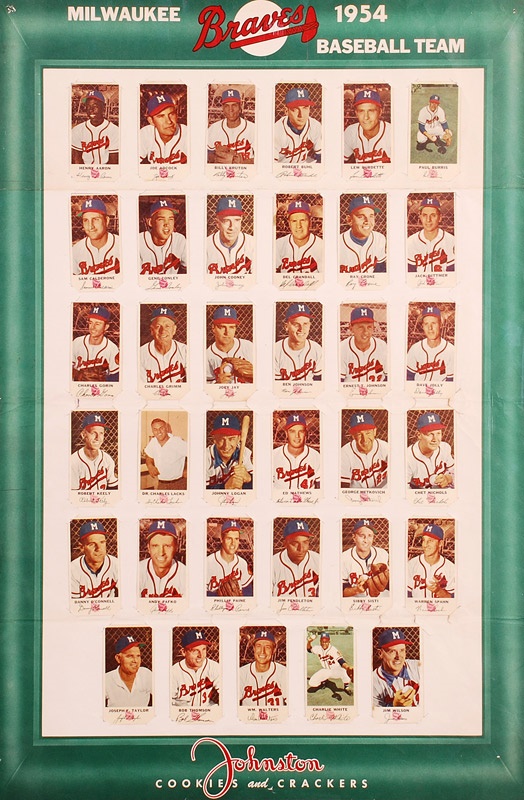 Baseball and Trading Cards - 1954 Johnson Cookie Full Set with Display Poster