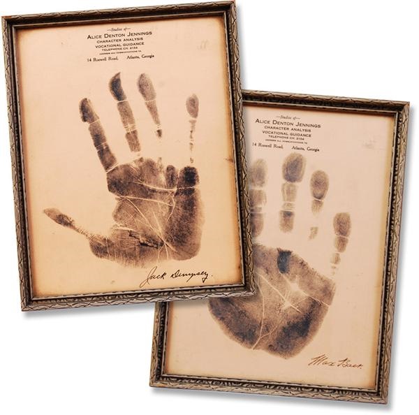 Jack Dempsey and Max Baer Signed Hand Prints From the Studios of Alice Denton Jennings