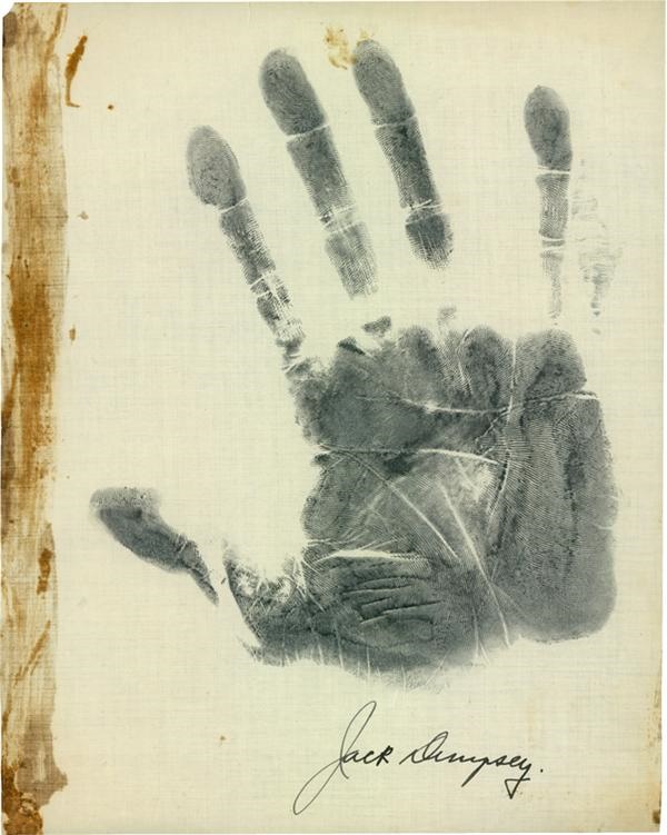 Jack Dempsey Handprint Autograph Signed Photo Print 
