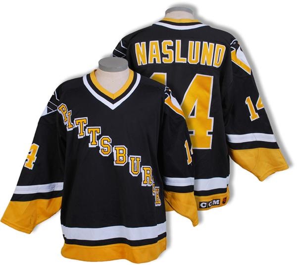 Hockey Equipment - 1993-94 Markus Naslund Pittsburgh Penguins Rookie Game Worn Jersey