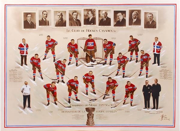 Hockey Memorabilia - 1930-31 Montreal Canadiens Hand Tinted Presentational Photograph by Rice