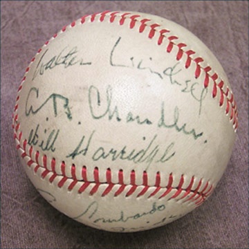 Baseball Autographs - Late 1930's Major League Executives Signed Baseball