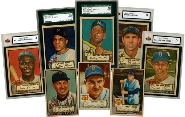 1952 Topps Baseball Near Set with High Numbers Including Mickey Mantle
