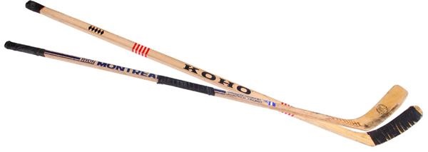 Hockey Equipment - 1980 Sergei Babinov and Boris Mikhailov Russian National Team Game Used Hockey Sticks (2)