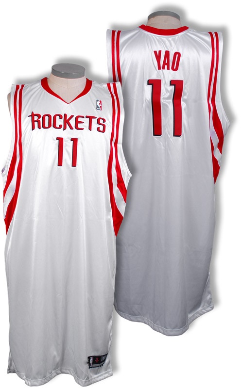 Yao Ming Houston Rockets Signed LE 10/11 Jersey & 2002-03 Bowman