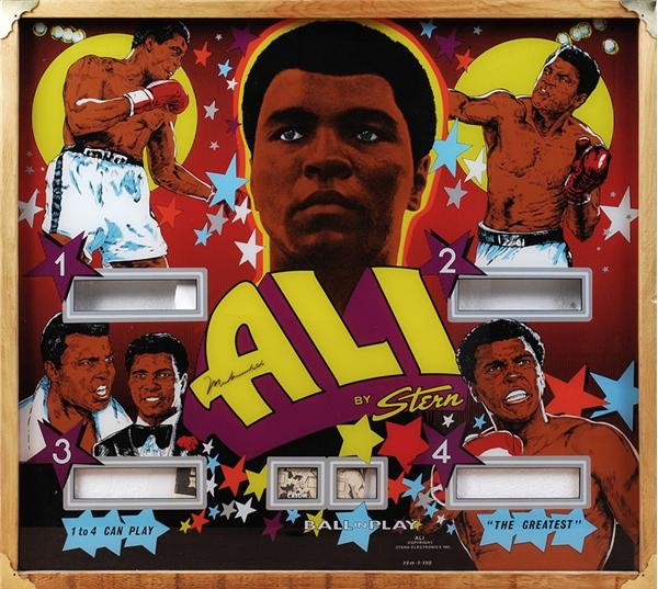 - Muhammad Ali Signed Pinball Back-Glass Display