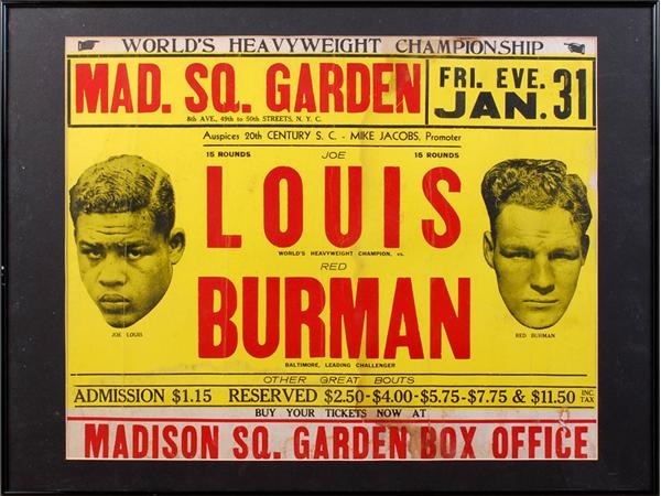 Muhammad Ali & Boxing - Joe Louis vs. Red Burman On-Site Fight Poster