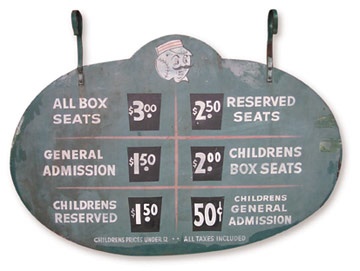 - 1950's Crosley Field Ticket Sign (24x36")