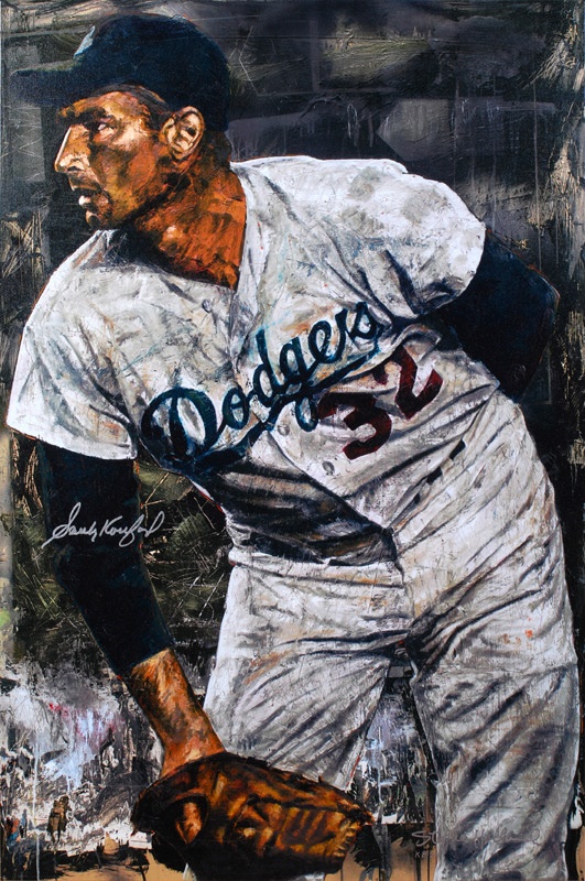 Sports Fine Art - Sandy Koufax Signed Giclee by Stephen Holland (#K8/32)