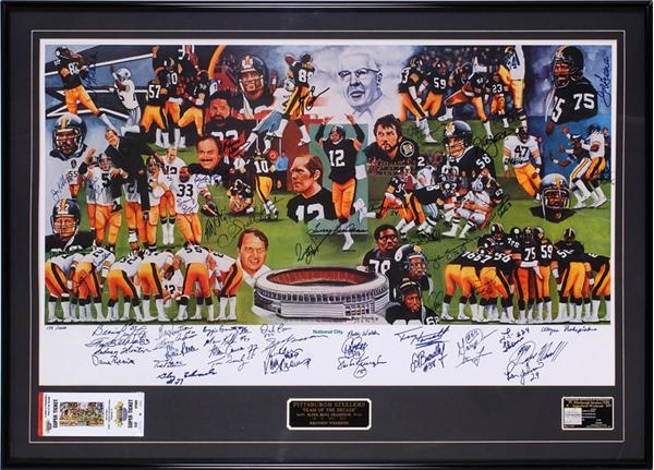 Pittsburgh Steelers Greats Signed Lithograph (50 signatures)