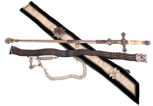 Eddie Plank - Eddie Plank's Masonic Sword with Belts