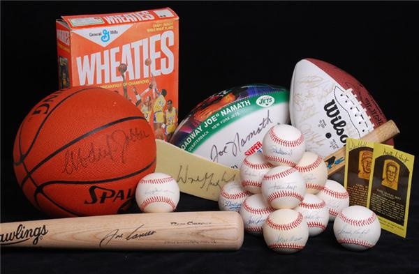 - Large Autographed Single Signed Baseball, Hockey, Football and Basketball Collection