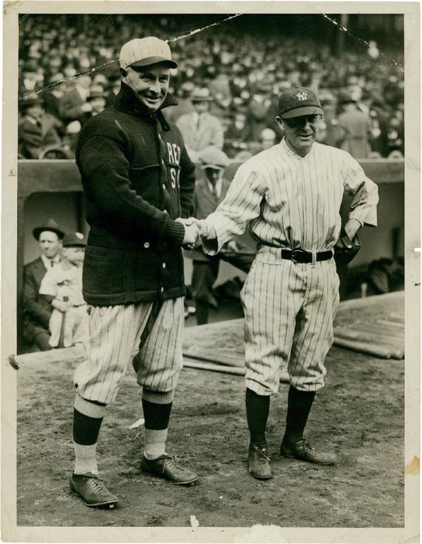 Yankees - YANKEE STADIUM OPENING : Frank Chance and Miller Huggins, 1923