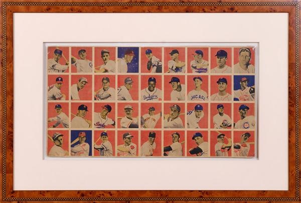 1949 Bowman Baseball Uncut Sheet with Jackie Robinson and Yogi Berra
