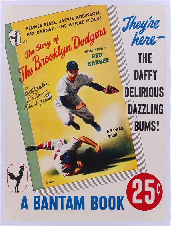 Jackie Robinson & Brooklyn Dodgers - 1950's "The Story of the Brooklyn Dodgers" Adverstising Poster Signed by Rex Barney
