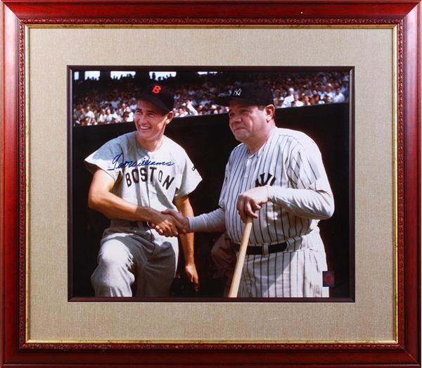 Baseball Autographs - Ted Williams Signed Photograph with Babe Ruth