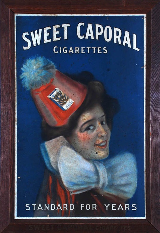 Baseball and Trading Cards - 1910 Sweet Caporal Cigarettes Advertising Sign