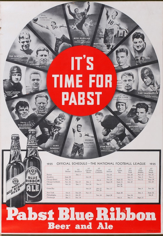- 1935 Pabst Blue Ribbon Beer NFL Schedule Poster