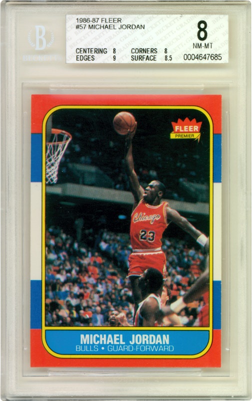 Basketball - 1986 Fleer Michael Jordan Rookie Card Beckett NM-MT 8