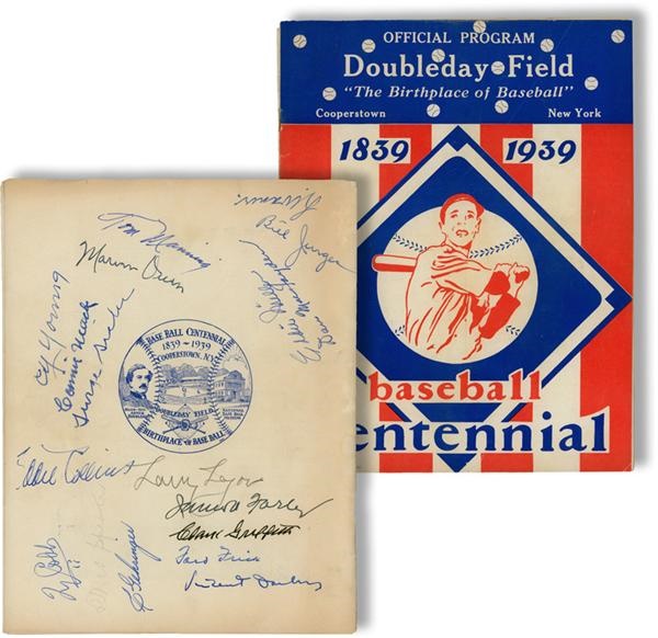 Baseball Autographs - 1939 Hall of Fame Program Signed by Seven Inductees