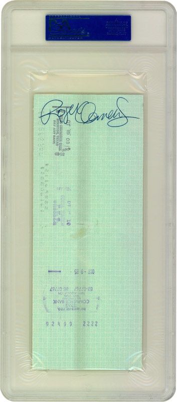 - 1985 Roger Clemens Payroll Check with Mint Signature on Back